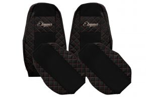 Fundas de asiento a medida ELEGANCE Q para VOLVO FH 5 (desde 01.2020) - negras y rojas