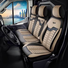 Fundas de asiento a medida Londra beige-negro para FIAT DUCATO (1994-2023)