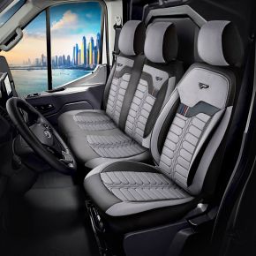 Fundas de asiento a medida Londra gris-claro para FIAT DUCATO (1994-2023)