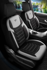 Juego de fundas de tela Manavgat en color negro y gris con costuras modernas, compatible con PEUGEOT 309