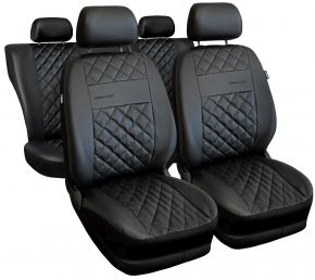 Set de fundas universales Perfect Line negras en ecopiel con costuras negras – compatible con CITROEN C-ELYSEE