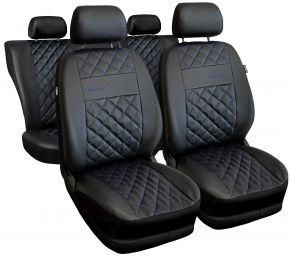 Set de fundas universales Perfect Line negras en ecopiel con costuras azules – compatible con CITROEN C-ELYSEE