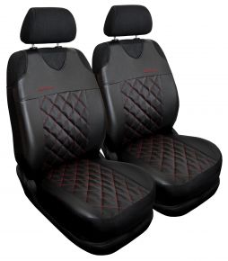 Set de 2 fundas universales rojas de ecopiel acolchada Perfect Line+ para asientos delanteros – compatible con VOLVO V70