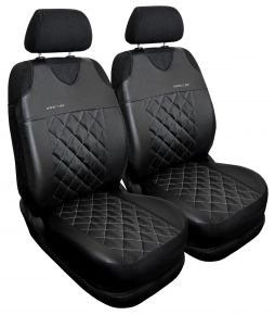 Set de 2 fundas universales plateadas de ecopiel acolchada Perfect Line+ para asientos delanteros – compatible con VOLVO V70