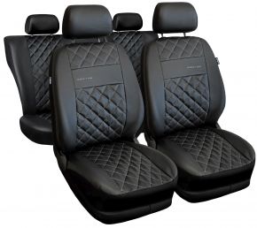 Set de fundas universales Perfect Line negras en ecopiel con costuras plateadas – compatible con VOLKSWAGEN AMAROK