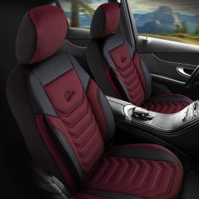 Juego de fundas delanteras Peru burdeos-negro | Ecopiel + Piqué | PEUGEOT 309