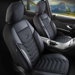 Juego de fundas delanteras Peru gris-negro | Ecopiel + Piqué | PEUGEOT 309