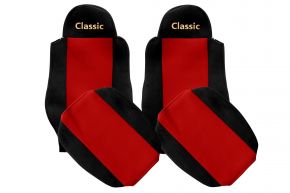 Fundas de asiento a medida CLASSIC para MAN TGS (01.2005-12.2012) - cinturón acompañante fuera del asiento - rojas