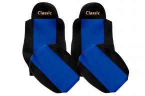 Fundas de asiento a medida CLASSIC para MAN TGS (01.2005-12.2012) - cinturones fijados a los asientos - azules