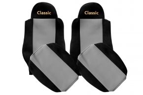 Fundas de asiento a medida CLASSIC para MAN TGS (01.2005-12.2012) - cinturones fijados a los asientos - grises