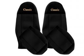 Fundas de asiento a medida CLASSIC para VOLVO FL (01.2002-12.2012) - cinturones fijados a los asientos - negras