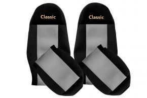 Fundas de asiento a medida CLASSIC para VOLVO FL (01.2002-12.2012) - cinturones fijados a los asientos - grises