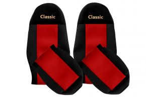 Fundas de asiento a medida CLASSIC para VOLVO FH 3 (01.2009-12.2012) - cinturones fijados a los asientos - rojas