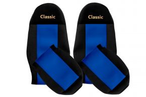 Fundas de asiento a medida CLASSIC para VOLVO FM (01.2002-12.2012) - cinturón acompañante fuera del asiento - azules