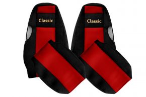 Fundas de asiento a medida CLASSIC para SCANIA 4 (01.1995-12.2004) - reposacabezas integrados - rojas