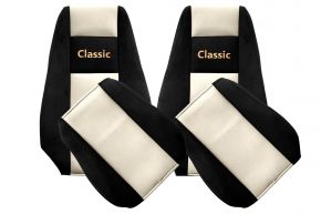 Fundas de asiento a medida CLASSIC para RENAULT MAGNUM NEW SIZE (01.2008-12.2013) - reposacabezas integrados - beige claro