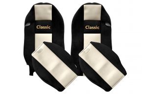 Fundas de asiento a medida CLASSIC para MERCEDES ACTROS MP 2 (01.2003-12.2006) - reposacabezas integrados - beige claro
