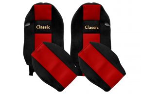 Fundas de asiento a medida CLASSIC para MERCEDES ACTROS MP 2 (01.2003-12.2006) - reposacabezas integrados - rojas