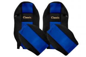 Fundas de asiento a medida CLASSIC para MERCEDES ACTROS MP 3 (01.2007-12.2010) - reposacabezas integrados - azules