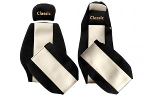 Fundas de asiento a medida CLASSIC para MERCEDES ACTROS MP 1 (01.1996-12.2002) - cabina MEGA SPACE - beige claro