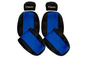 Fundas de asiento a medida CLASSIC para MAN F2000 (01.1994-12.2000) - cinturón acompañante fuera del asiento - azules
