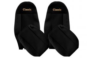 Fundas de asiento a medida CLASSIC para VOLVO FH 3 (01.2009-12.2012) - reposacabezas integrados - negras