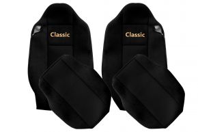 Fundas de asiento a medida CLASSIC para RENAULT T (01.2014-04.2021) - reposacabezas integrados - negras