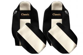 Fundas de asiento a medida CLASSIC para RENAULT T (01.2014-04.2021) - reposacabezas integrados - beige claro