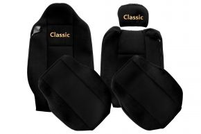 Fundas de asiento a medida CLASSIC para RENAULT T (01.2014-04.2021) - asiento acompañante sin reposabrazos - negras