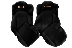 Fundas de asiento a medida CLASSIC para MERCEDES ACTROS MP 5 (desde 01.2019) - asiento acompañante abatible - negras
