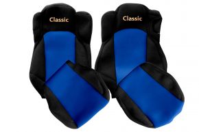 Fundas de asiento a medida CLASSIC para MERCEDES ACTROS MP 5 (desde 01.2019) - asiento acompañante abatible - azules