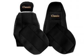 Fundas de asiento a medida CLASSIC para SCANIA R NEXTGEN (desde 01.2017) - reposacabezas acompañante regulable - negras