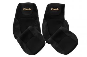Fundas de asiento a medida CLASSIC para DAF XF NG (desde 10.2021) - asiento acompañante abatible - negras