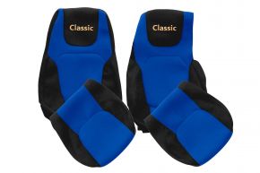 Fundas de asiento a medida CLASSIC para DAF XG+ (desde 10.2021) - asiento acompañante abatible - azules