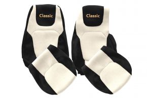 Fundas de asiento a medida CLASSIC para DAF XG+ (desde 10.2021) - asiento acompañante abatible - beige claro