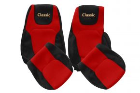 Fundas de asiento a medida CLASSIC para DAF XG+ (desde 10.2021) - asiento acompañante abatible - rojas