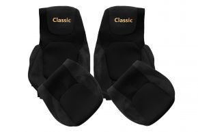 Fundas de asiento a medida CLASSIC para DAF XF NG (desde 10.2021) - asientos iguales - negras