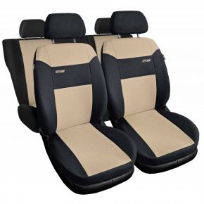 Fundas de asiento universales de tela RS beige adecuadas para Chevrolet Evanda