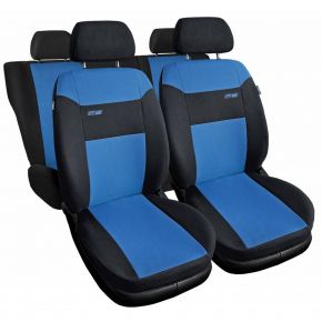 Fundas de asiento universales de tela RS azules adecuadas para Chevrolet Evanda