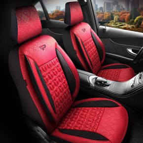 Juego de fundas de tela Senegal en color rojo y negro con costuras modernas, compatible con PEUGEOT 309