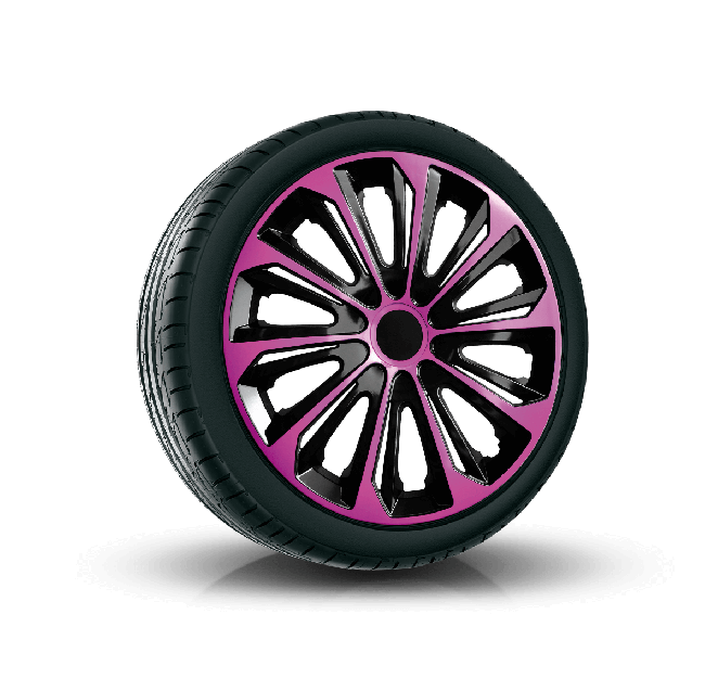 escotilla horno fluir Tapacubos para CITROEN 15", STRONG DUOCOLOR ROSA-NEGRO 4 pzs