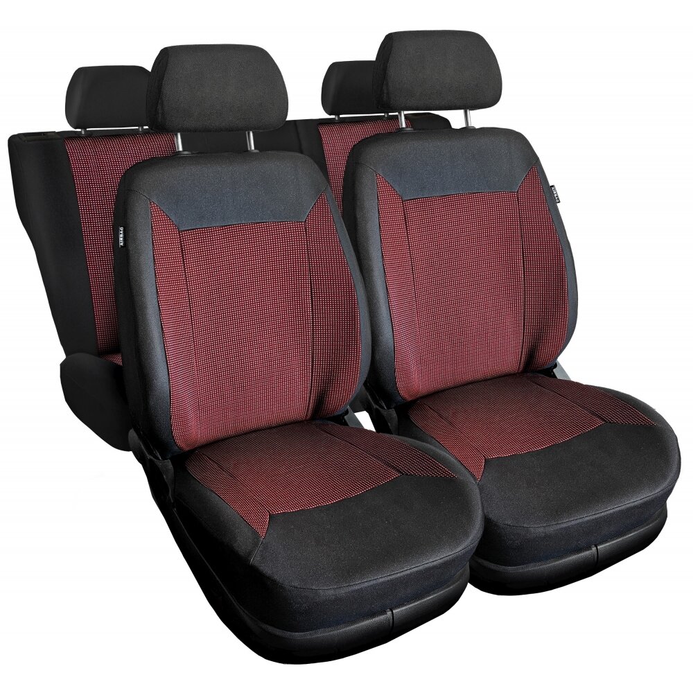 Fundas de asiento universales ROYAL negras y rojas para asientos delanteros y traseros