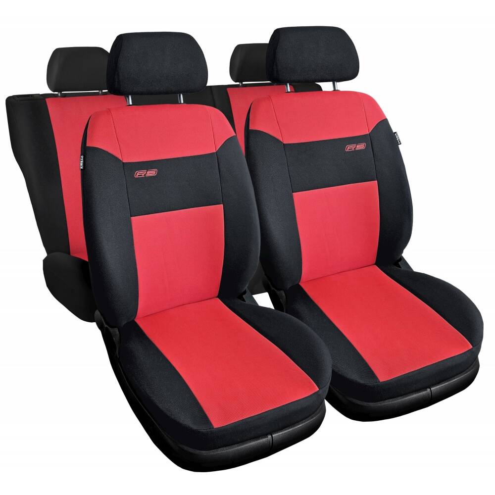 Fundas de asiento universales RS rojas y negras para asientos delanteros y traseros