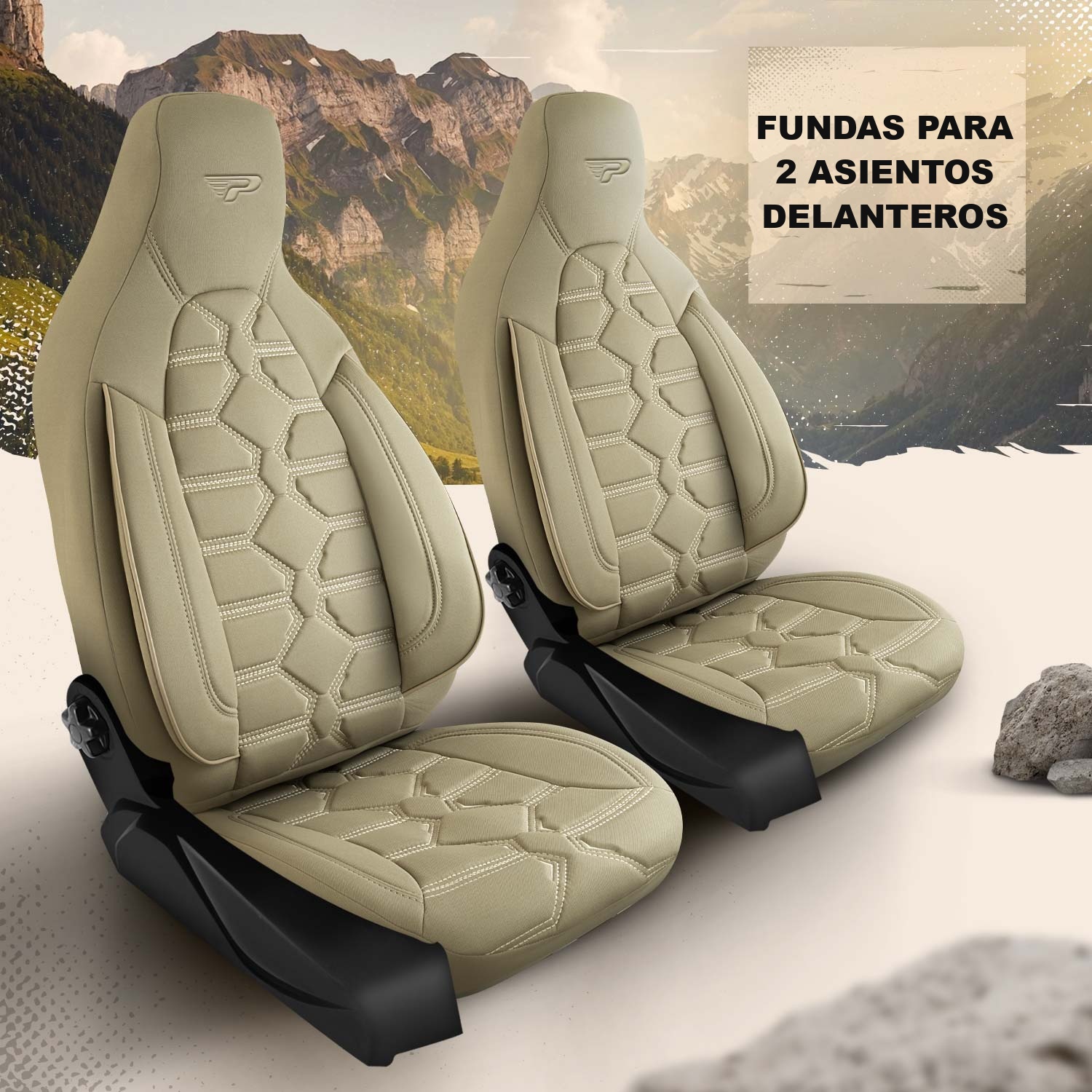 Fundas de asiento Boston para 2 asientos delanteros en acabado beige