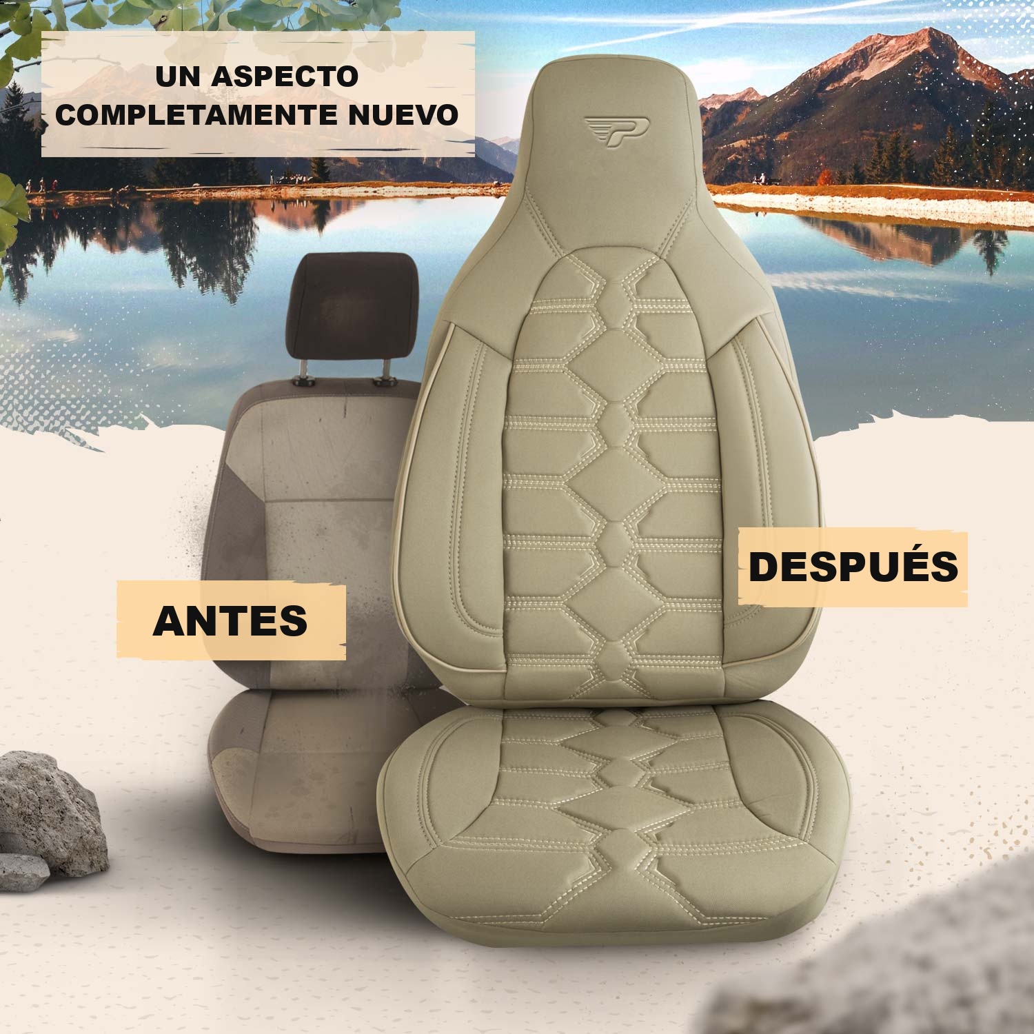 Antes y después de colocar las fundas de asiento Boston