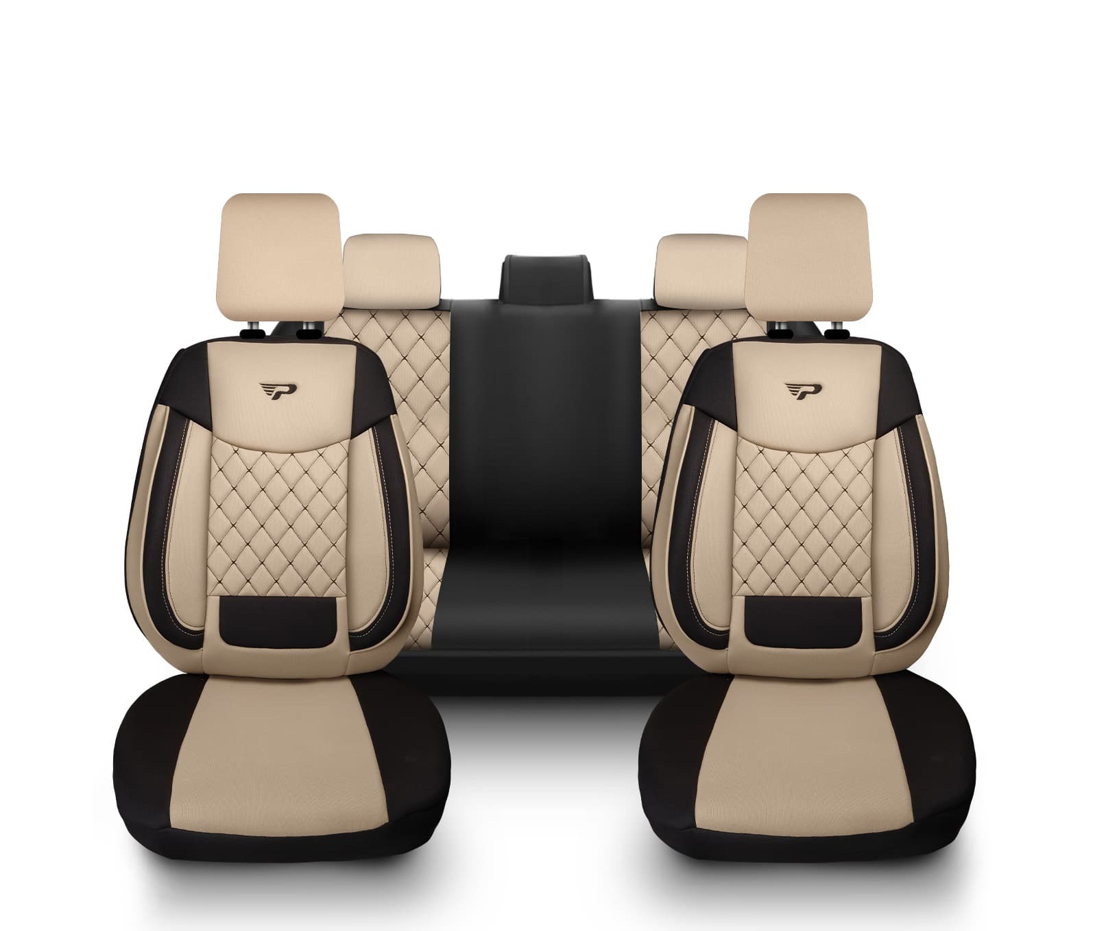 Juego completo de fundas de asiento BRUSEL beige-negro
