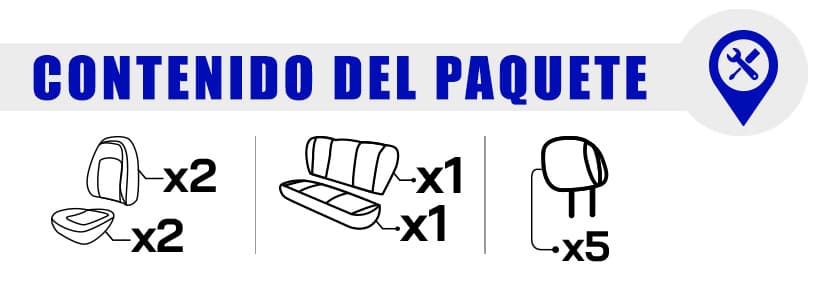 Contenido del paquete de fundas de asiento BRUSEL